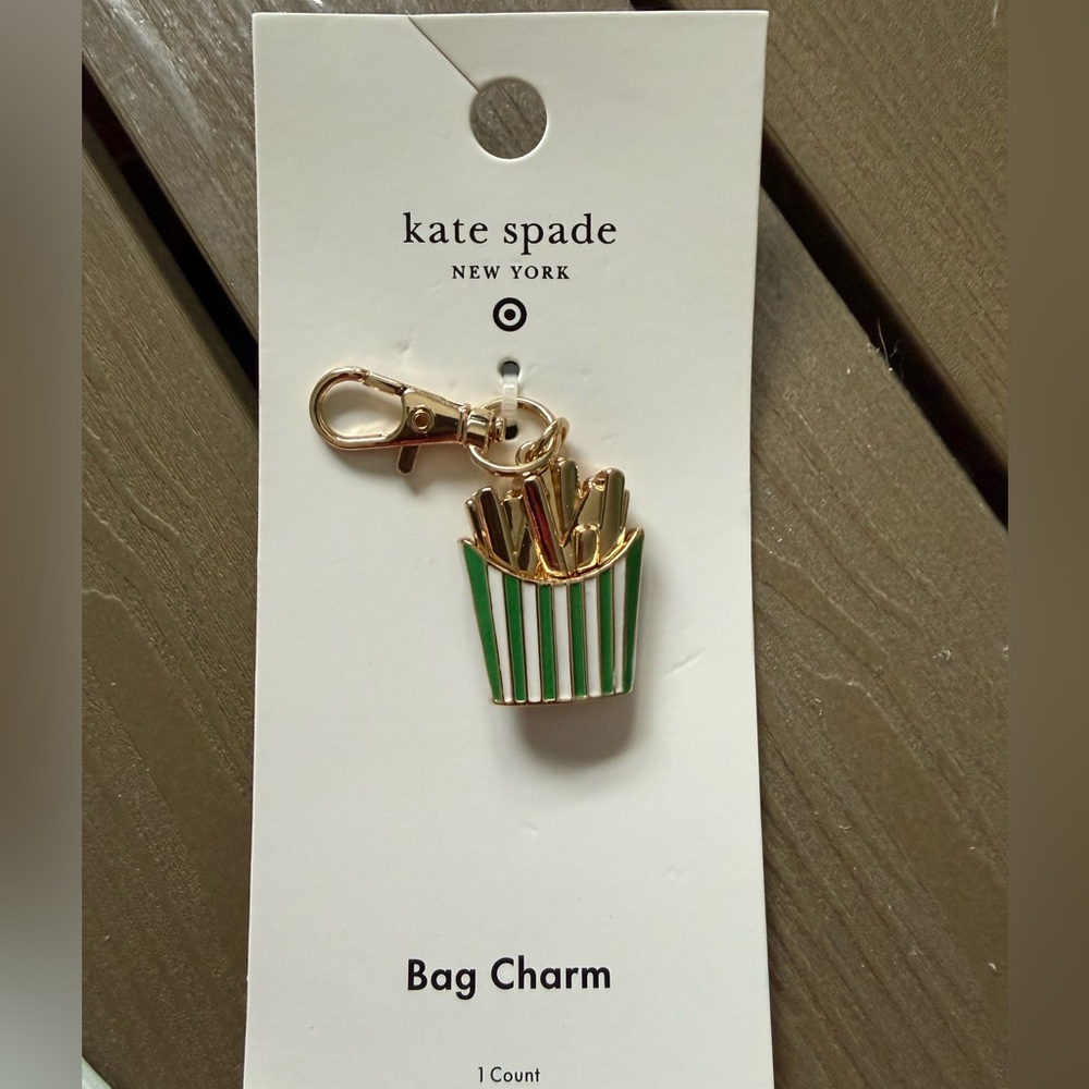 Kate Spade Green and Gold Striped Bag Charm